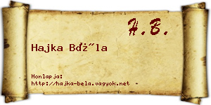 Hajka Béla névjegykártya